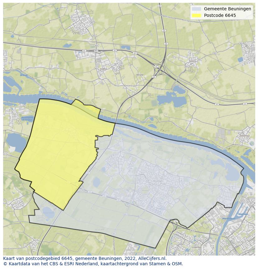 Postcode kaart 6645