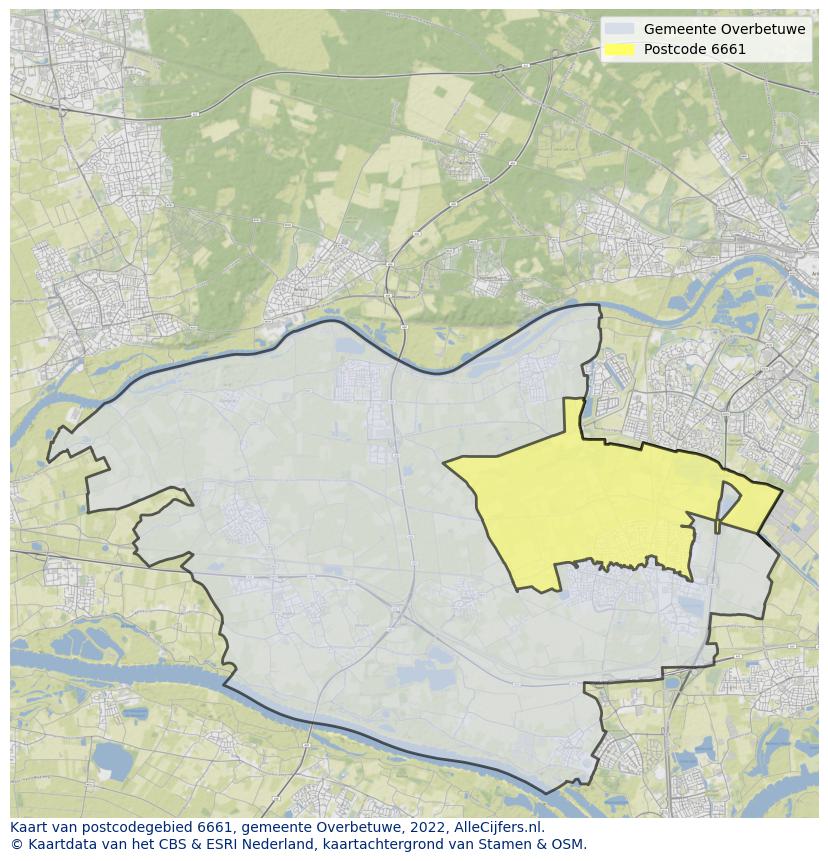 Postcode kaart 6661