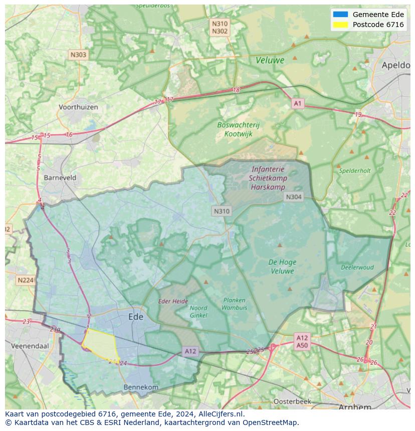 Postcode kaart 6716