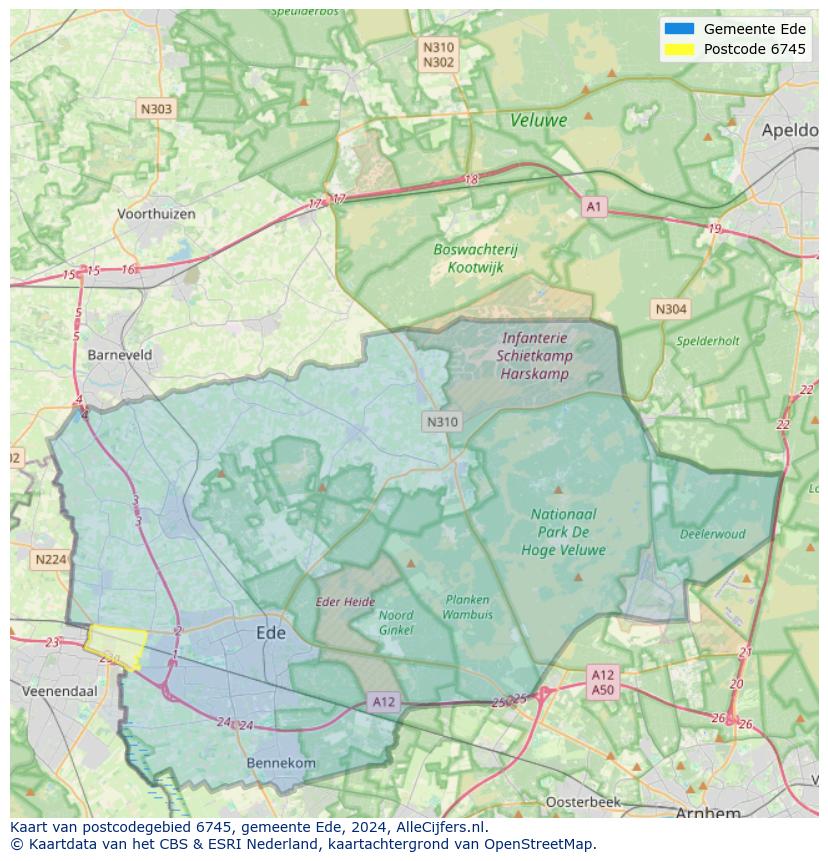 Postcode kaart 6745