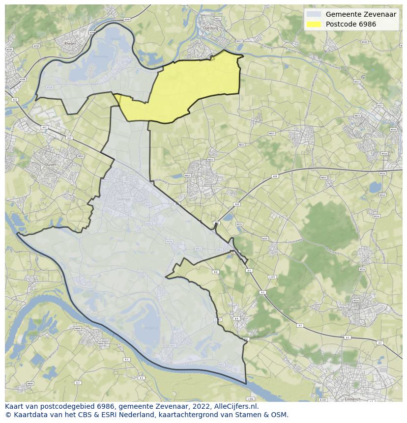 Postcode kaart 6986