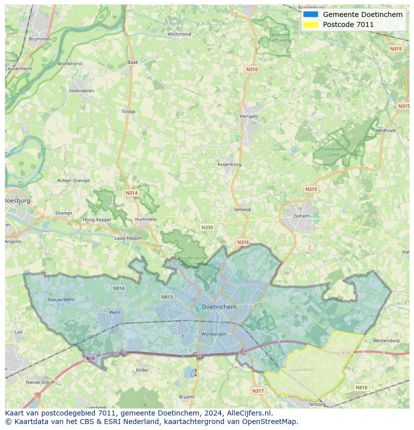 Postcode kaart 7011