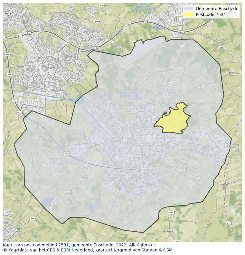 Postcode kaart 7531