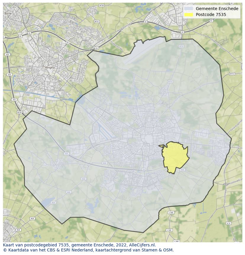 Postcode kaart 7535