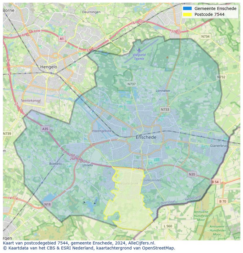 Postcode kaart 7544