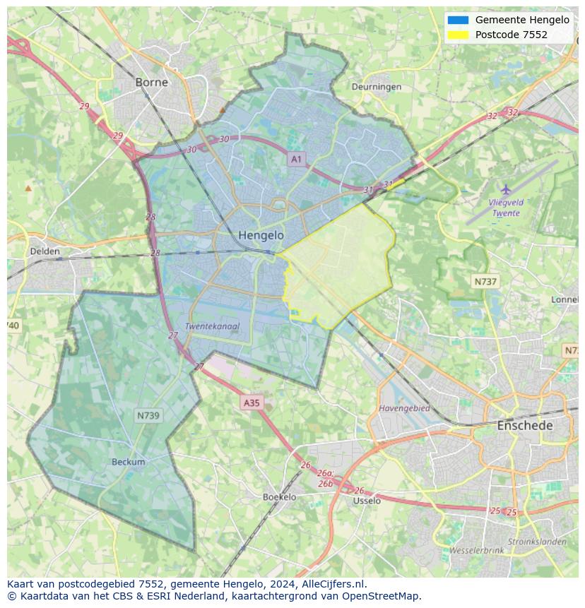 Postcode kaart 7552