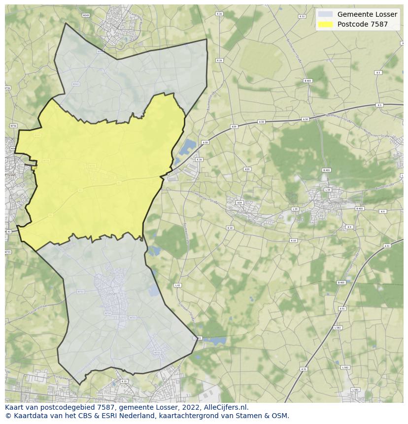 Postcode kaart 7587