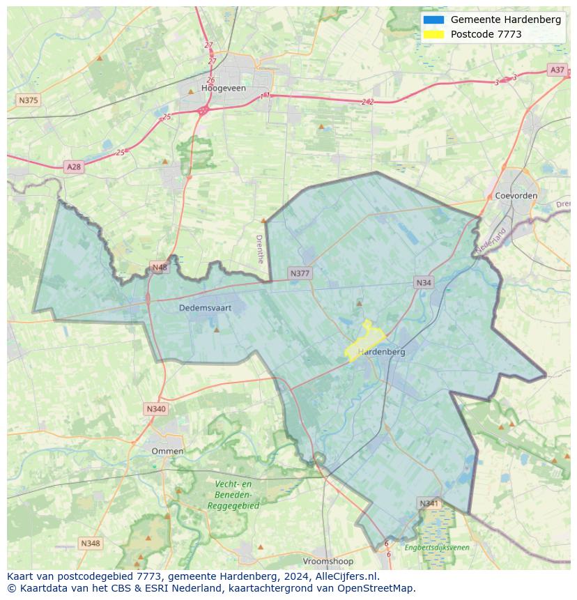 Postcode kaart 7773