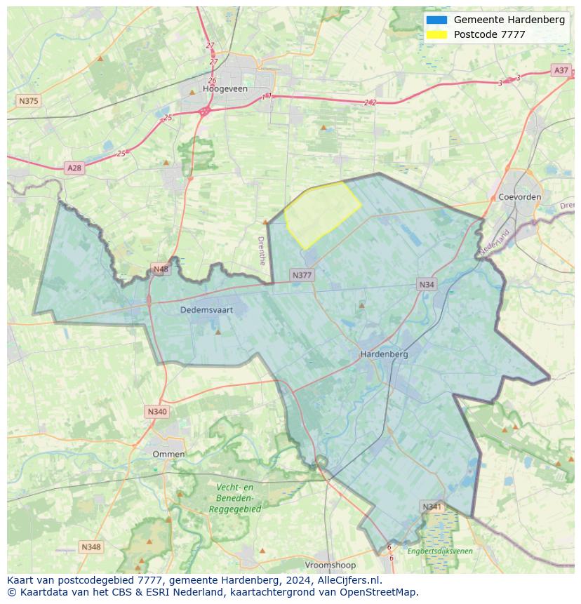 Postcode kaart 7777