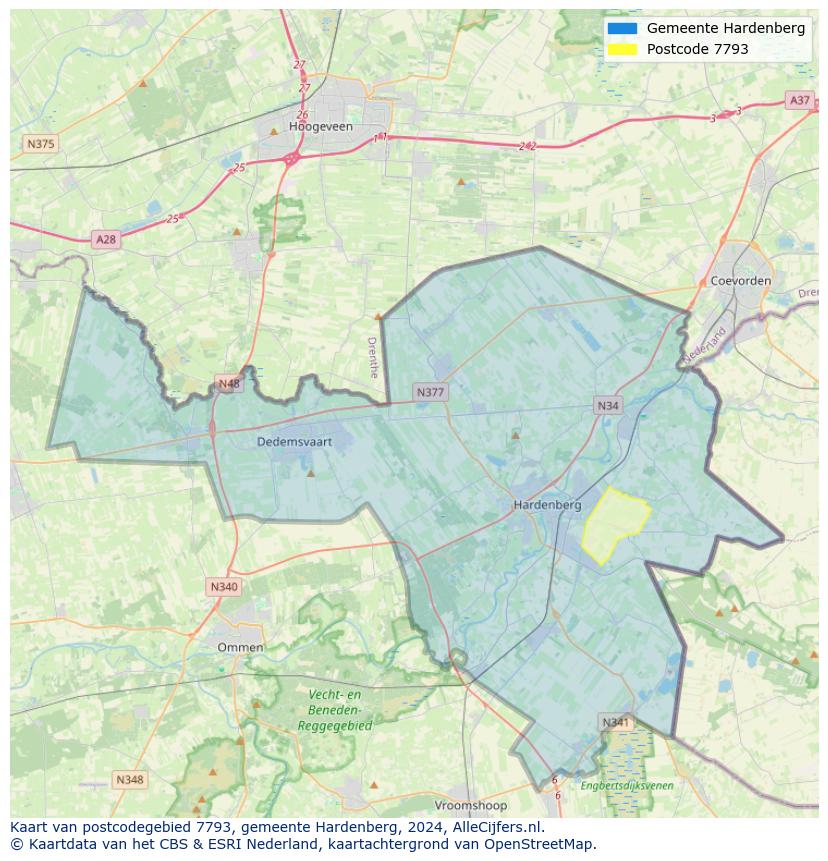 Postcode kaart 7793