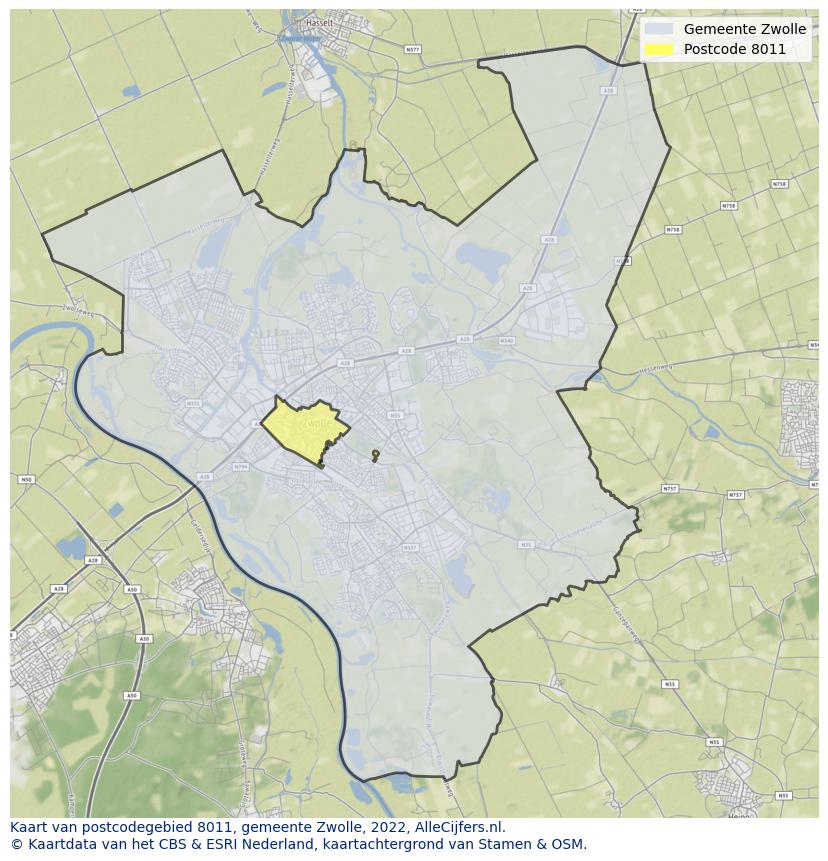 Postcode kaart 8011
