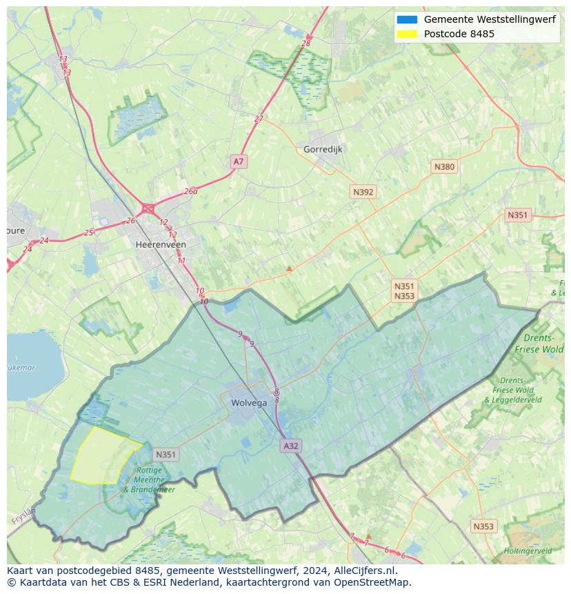 Postcode kaart 8485