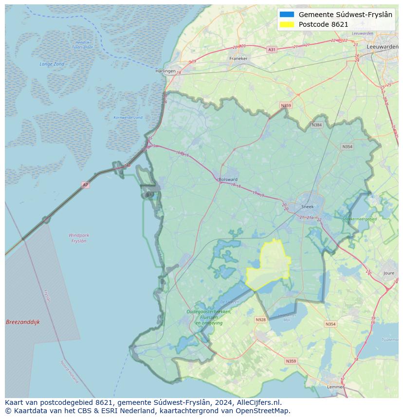 Postcode kaart 8621