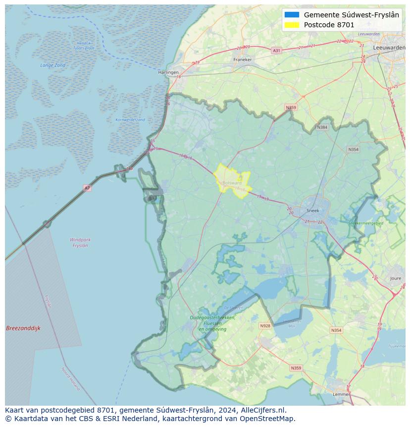 Postcode kaart 8701