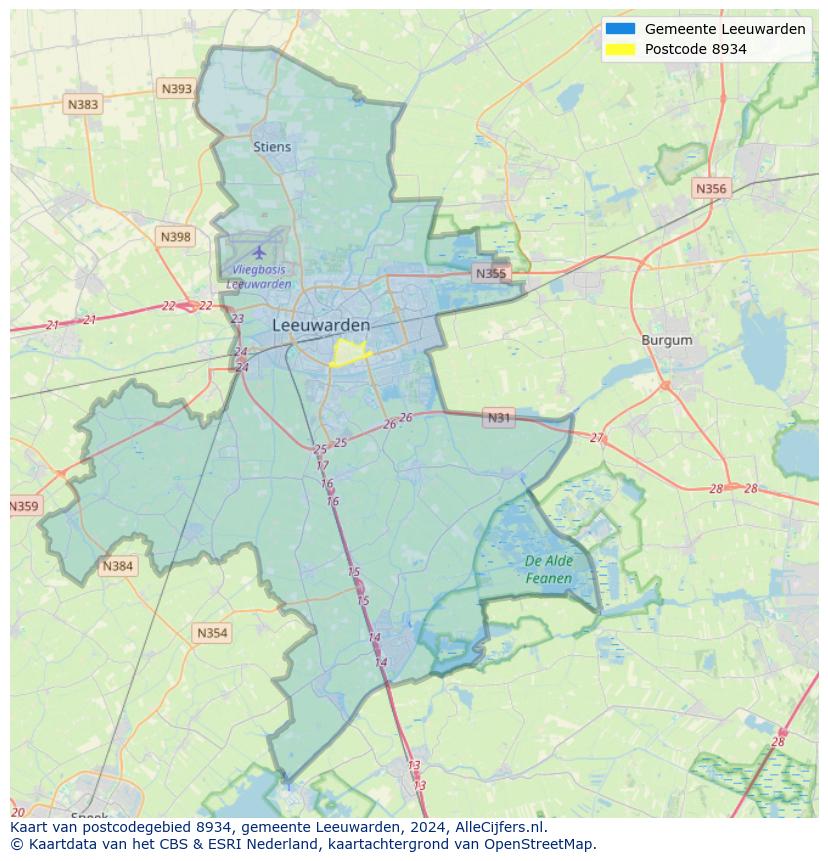Postcode kaart 8934