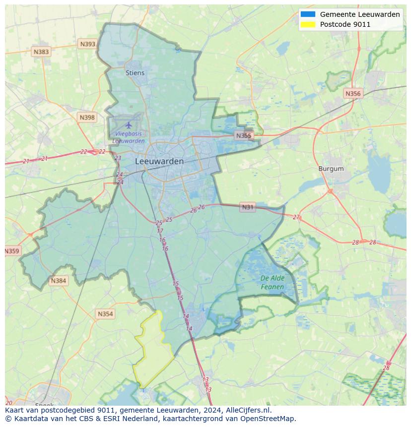 Postcode kaart 9011