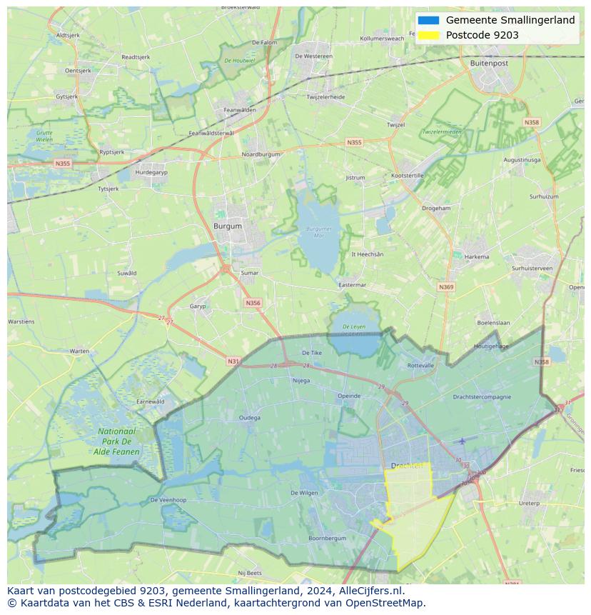 Postcode kaart 9203