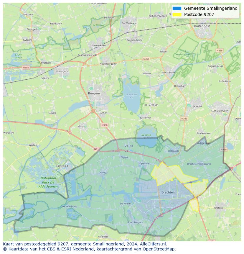 Postcode kaart 9207