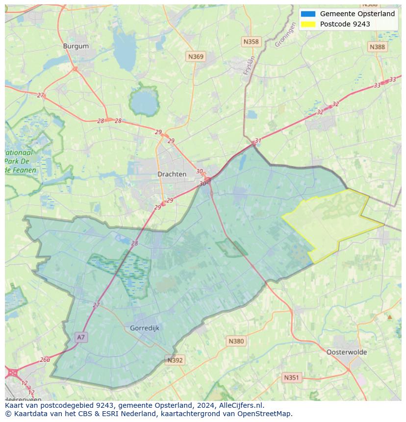 Postcode kaart 9243