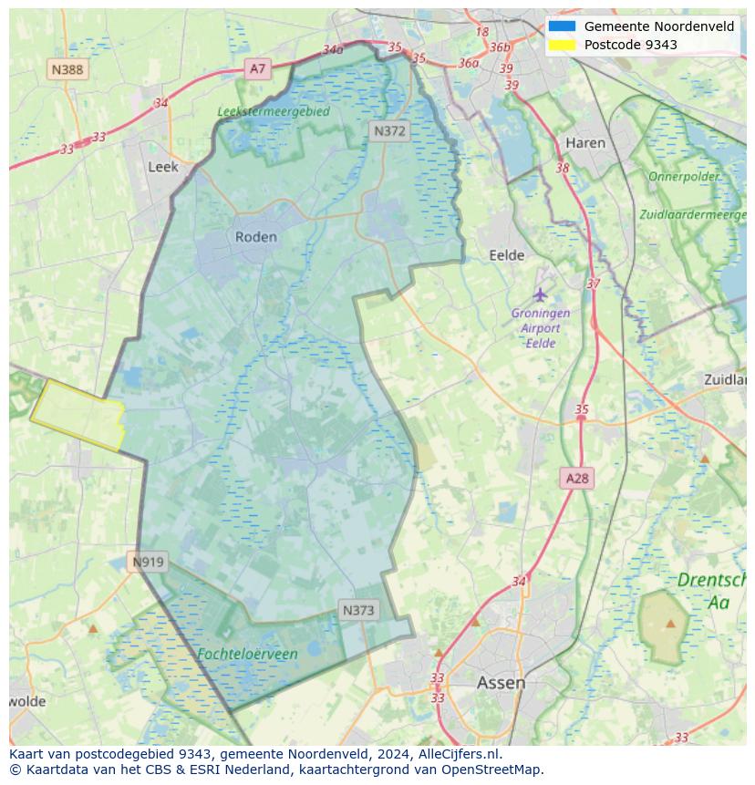 Postcode kaart 9343