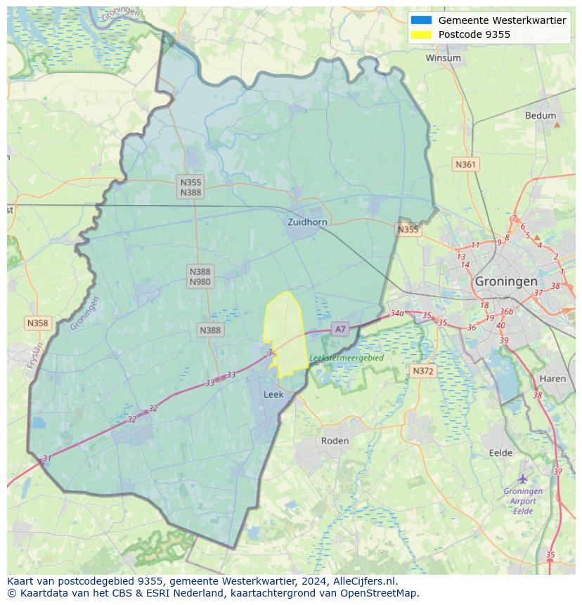 Postcode kaart 9355