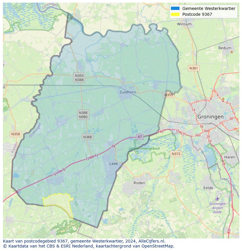 Postcode kaart 9367