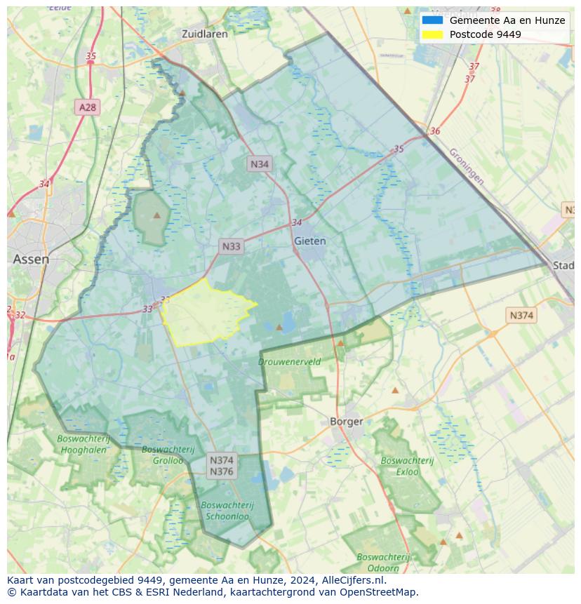 Postcode kaart 9449