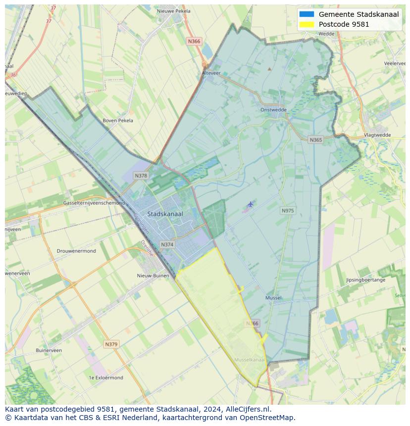 Postcode kaart 9581