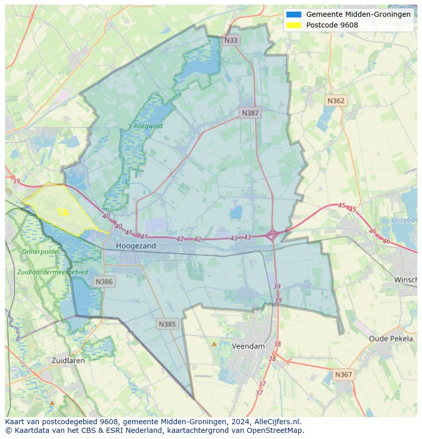 Postcode kaart 9608