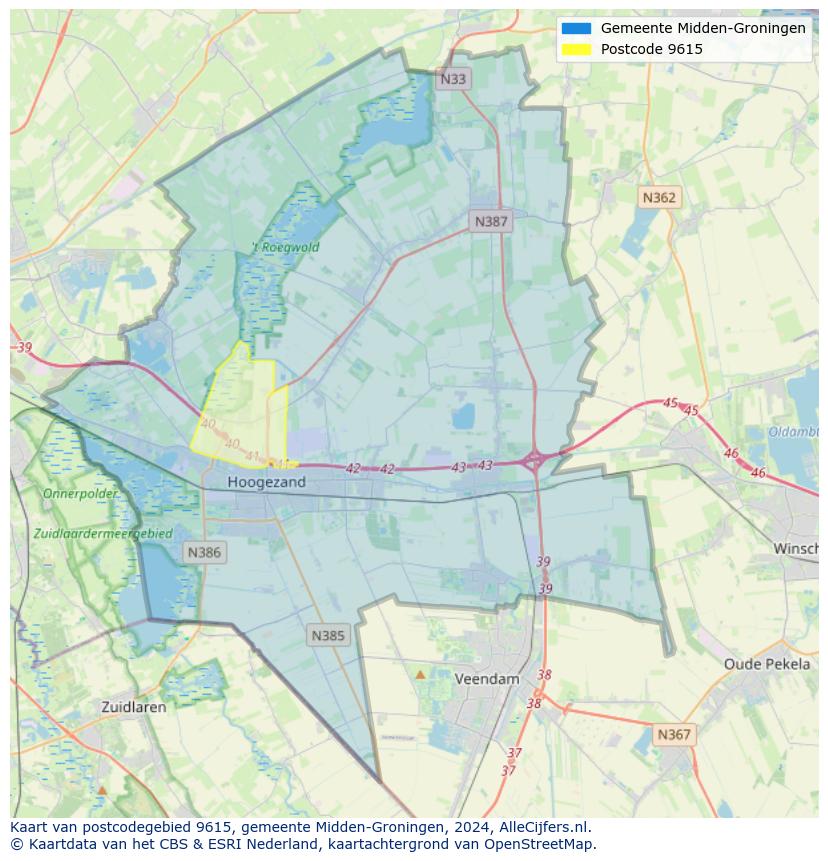 Postcode kaart 9615