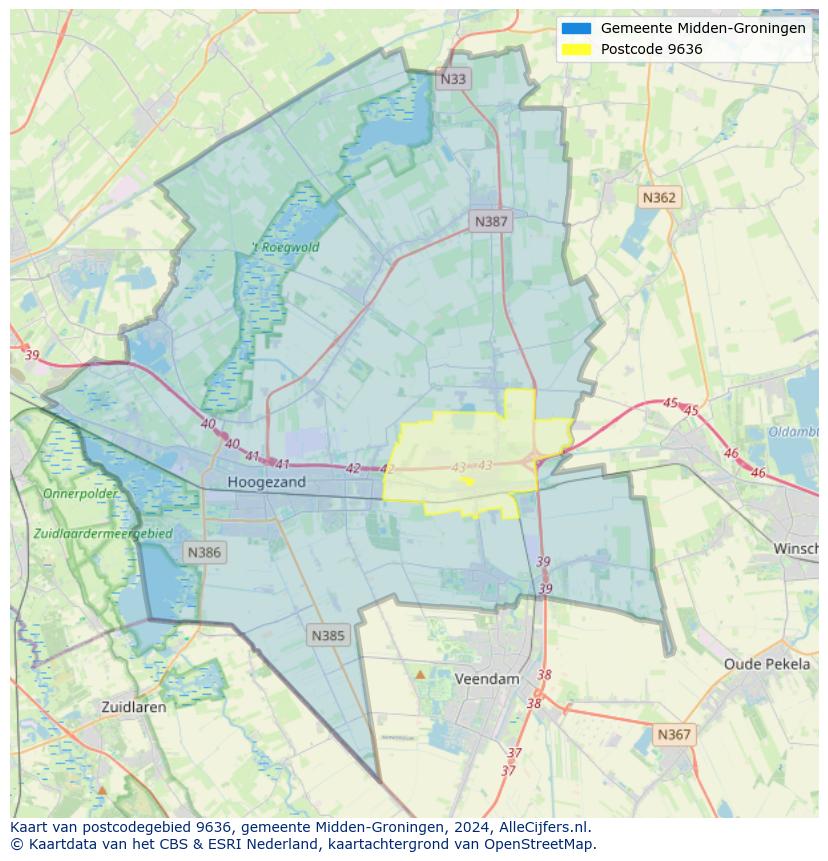 Postcode kaart 9636