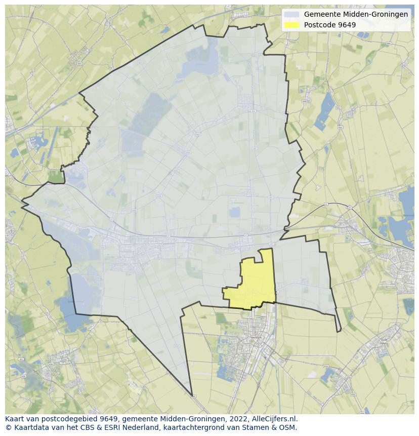 Postcode kaart 9649