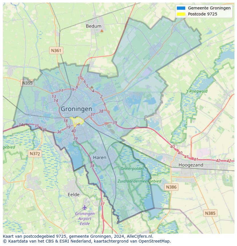 Postcode kaart 9725