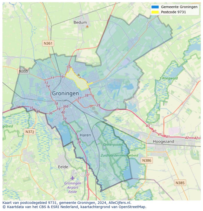 Postcode kaart 9731