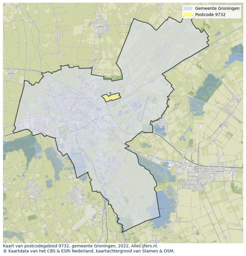 Postcode kaart 9732