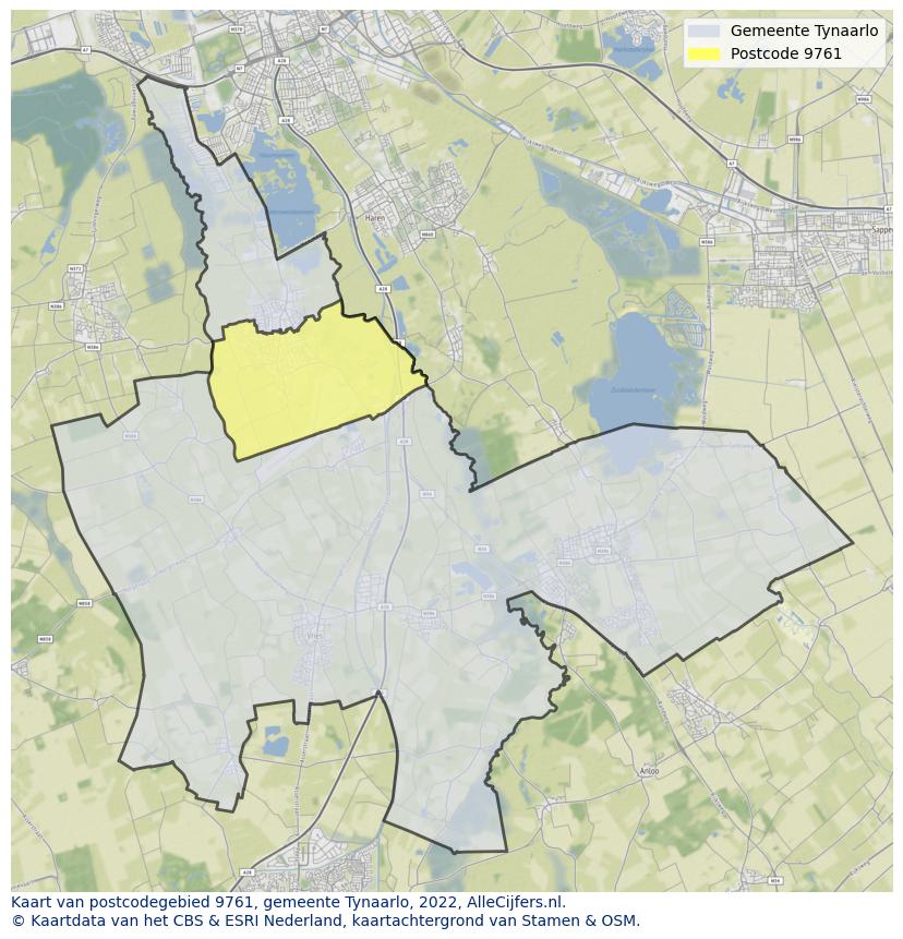 Postcode kaart 9761