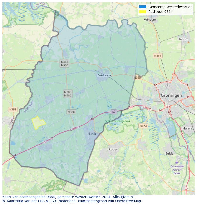 Postcode kaart 9864