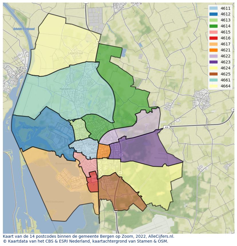 Gemeente kaart bergen op zoom