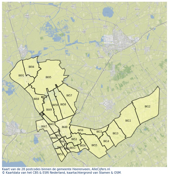 Kaart gemeente heerenveen