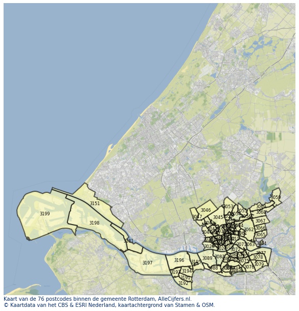 Kaart gemeente rotterdam