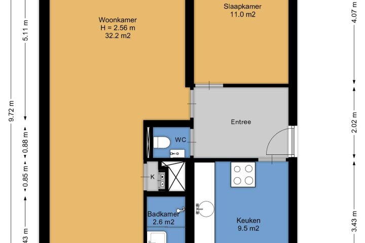 Plattegrond – Acaciastraat 21, Alphen aan den Rijn