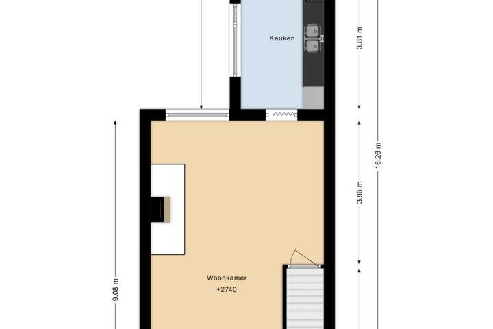 Plattegrond – Admiraal de Ruyterstraat 55, Sliedrecht