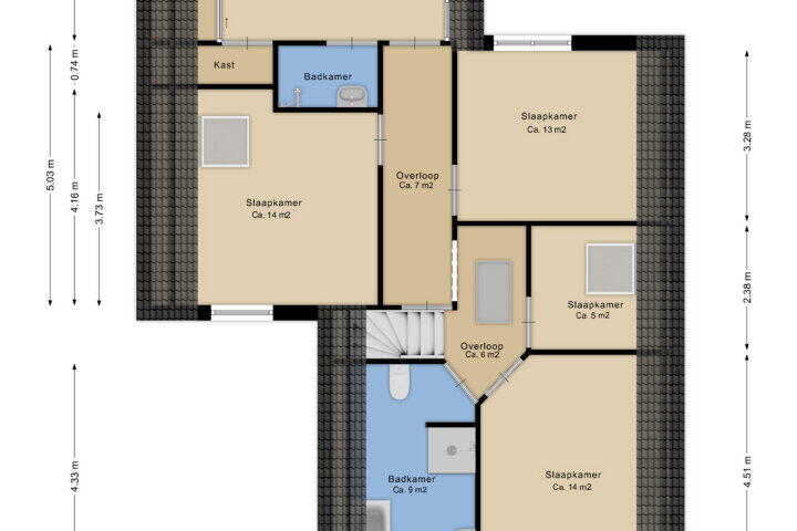 Plattegrond – Alkmesschen 75, Assen