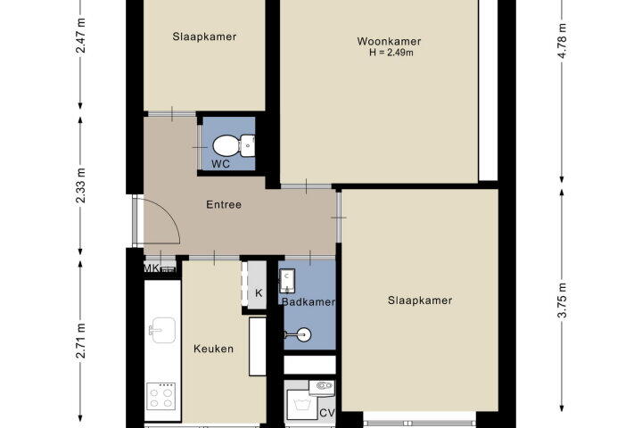 Plattegrond – Anthonie Fokkerstraat 52, Bussum