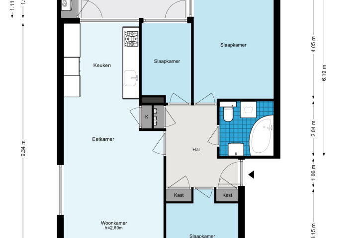 Plattegrond – Asingaborg 74, Amsterdam