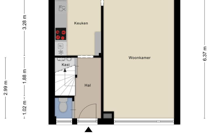 Plattegrond – Assumburgstraat 3, Nijmegen