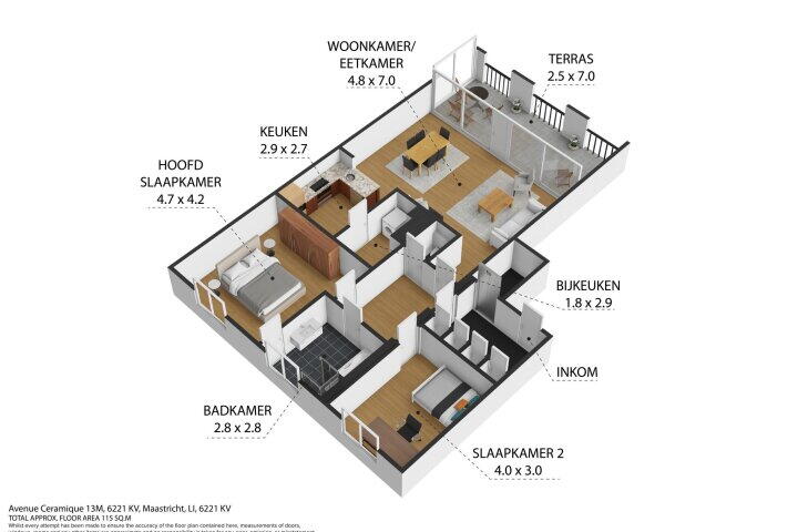 Plattegrond – Avenue Ceramique 13 M, Maastricht
