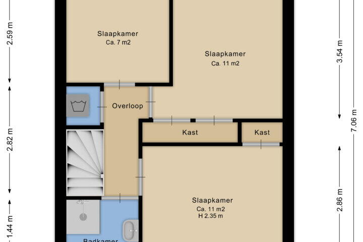 Plattegrond – Baarlelaan 19, Hoogeveen