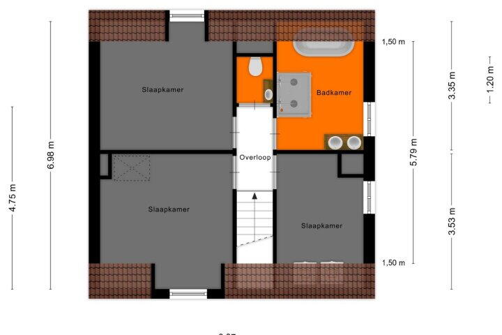 Plattegrond – Bakkerstraat 57, Reusel