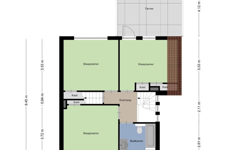 Plattegrond – Baron d'Osystraat 27, Wijchen